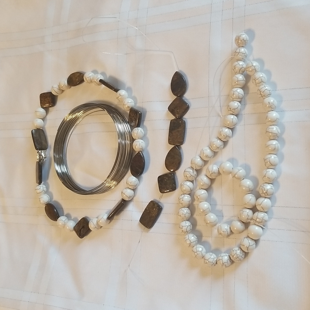 Bronzite, Magnesite and Memory Wire for necklace.  Jewelry making items #20 - Picture 3 of 4
